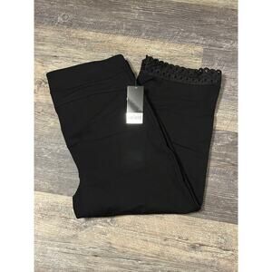 Slim Factor Womens Black  Stretch High Rise Wide Leg Cropped Pants XL NWT